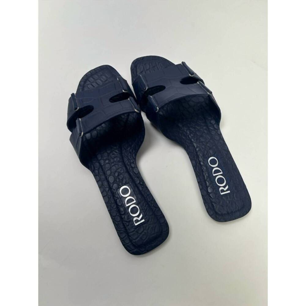NEW RODO moc croc flat in dark blue